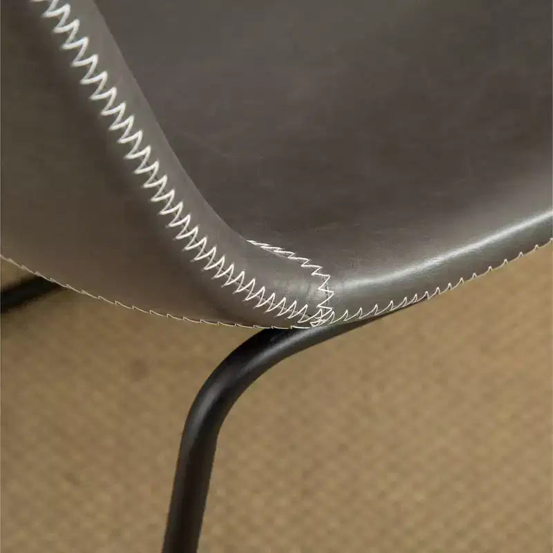 Chaises de salle à manger en cuir PU vintage gris antique lot de 2