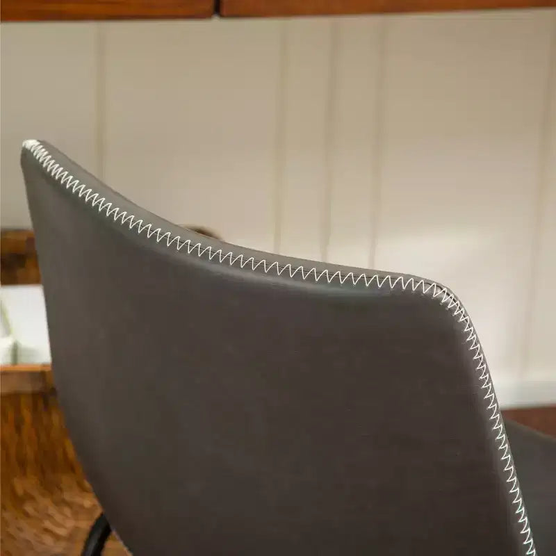 Chaises de salle à manger en cuir PU vintage gris antique lot de 2