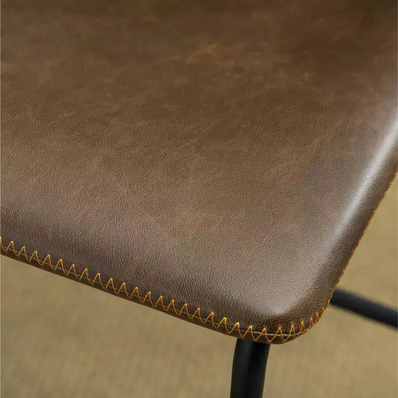 Tabourets de bar en cuir PU vintage marron antique, lot de 2