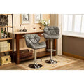 Glasgow Contemporary Tufted Adjustable Height Hydraulic Grey Bar Stools Set of 2