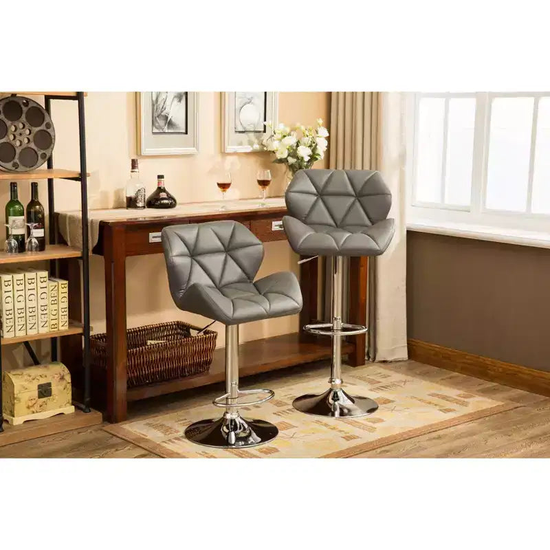 Glasgow Contemporary Tufted Adjustable Height Hydraulic Grey Bar Stools Set of 2