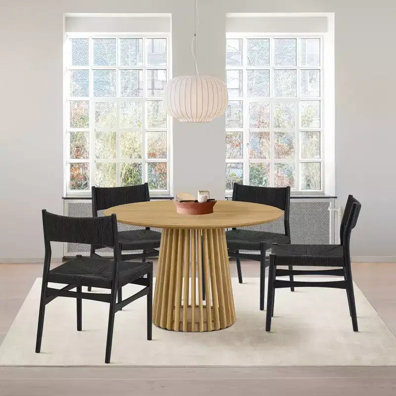 Lot de 2 chaises de salle à manger en bois et corde de papier tressée