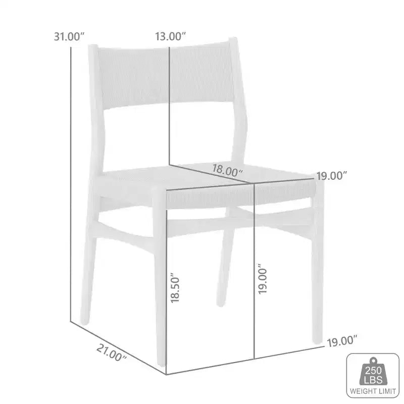 Lot de 2 chaises de salle à manger en bois et corde de papier tressée