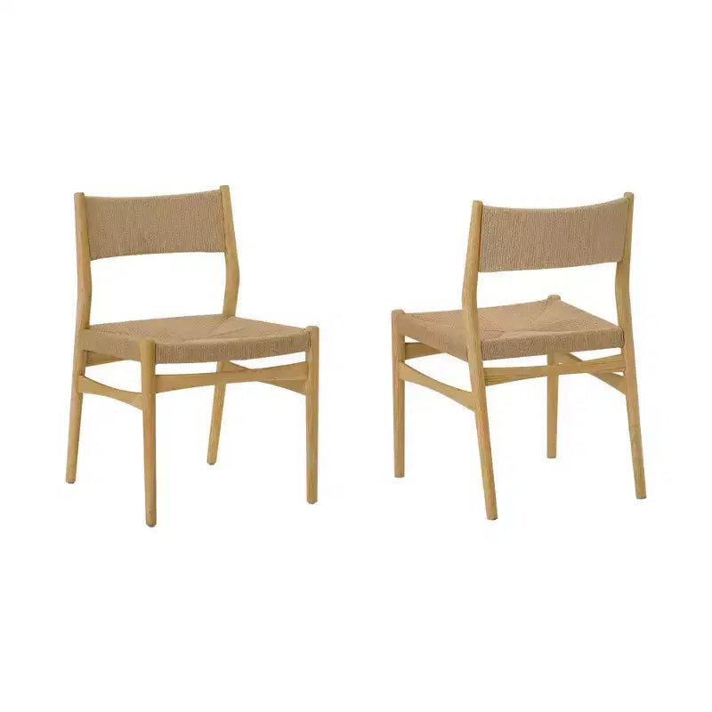 Lot de 2 chaises de salle à manger en bois et corde de papier tressée