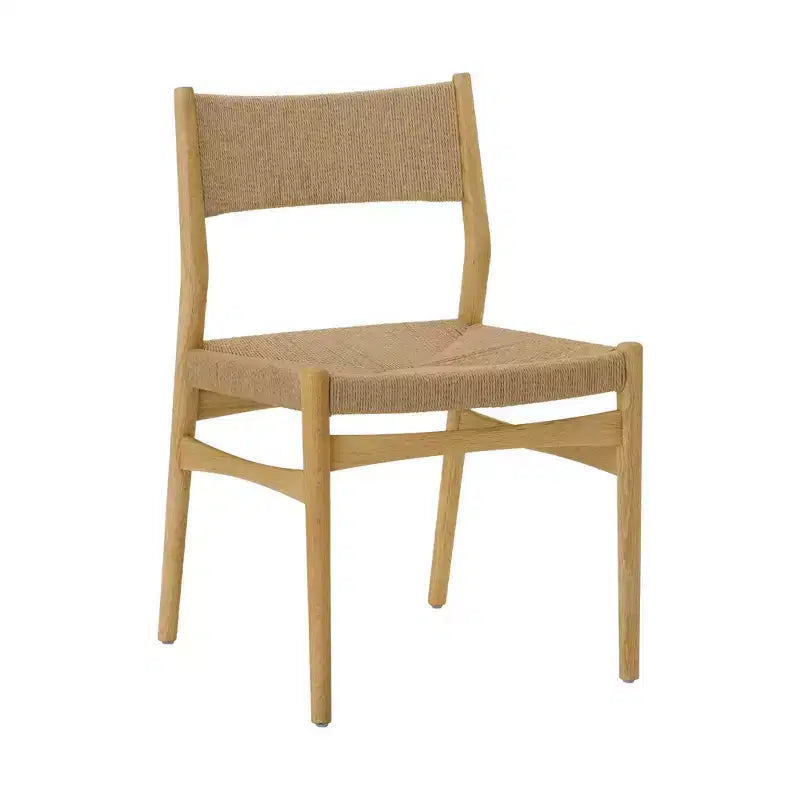 Lot de 2 chaises de salle à manger en bois et corde de papier tressée