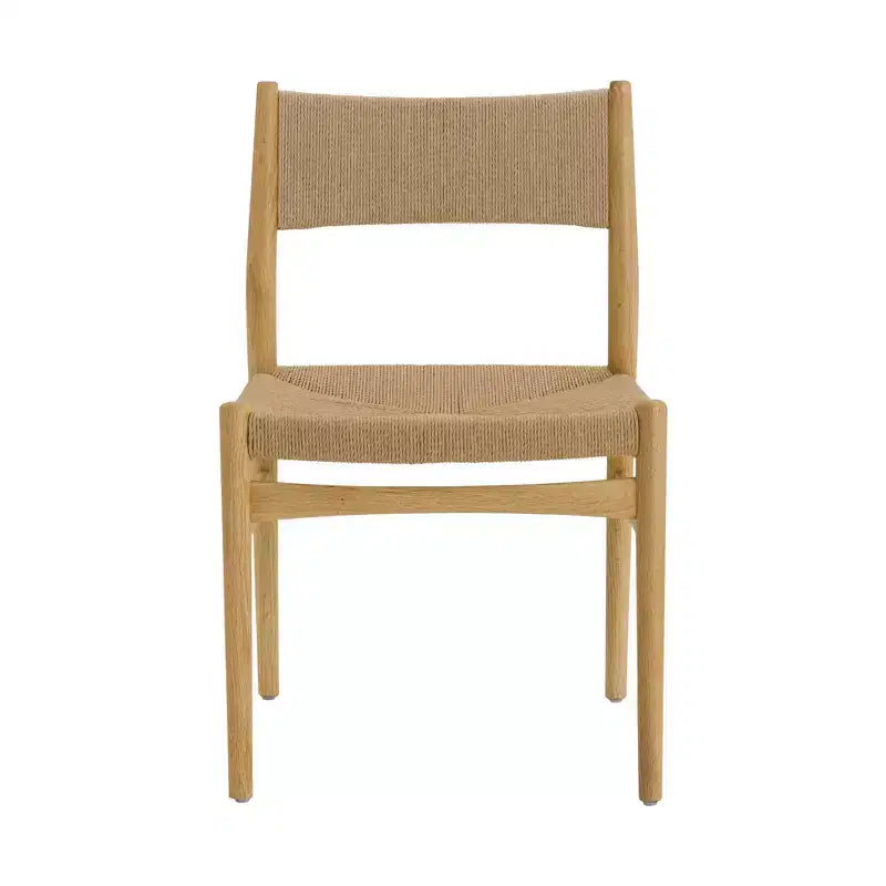 Lot de 2 chaises de salle à manger en bois et corde de papier tressée
