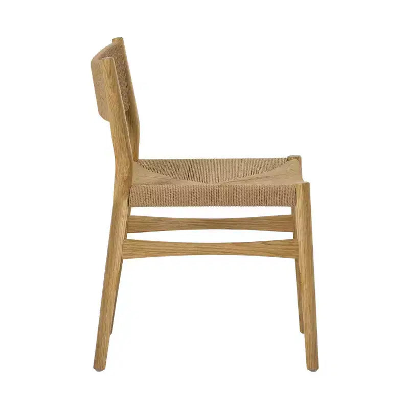 Lot de 2 chaises de salle à manger en bois et corde de papier tressée