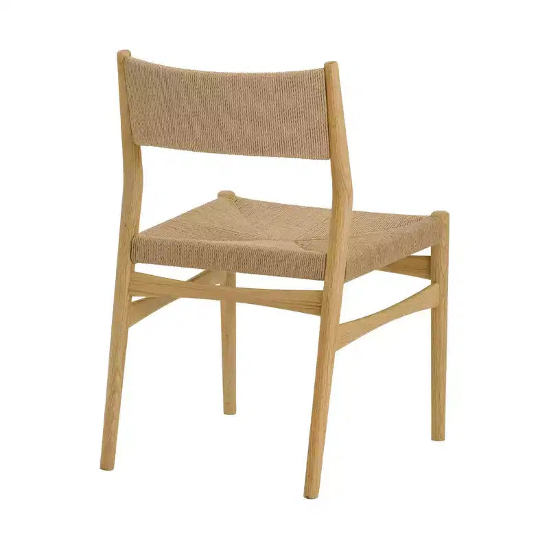 Lot de 2 chaises de salle à manger en bois et corde de papier tressée
