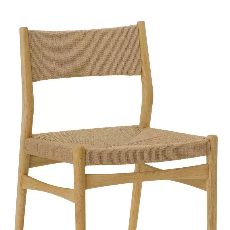 Lot de 2 chaises de salle à manger en bois et corde de papier tressée