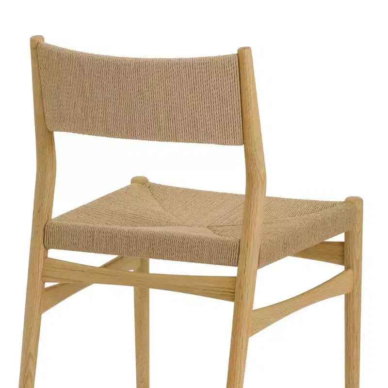 Lot de 2 chaises de salle à manger en bois et corde de papier tressée