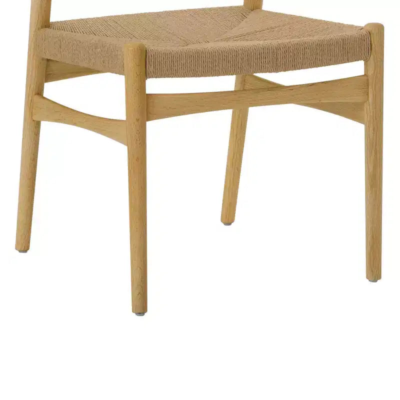 Lot de 2 chaises de salle à manger en bois et corde de papier tressée