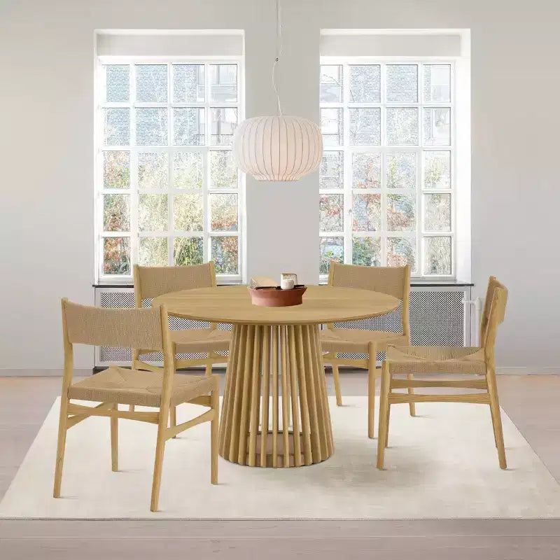 Lot de 2 chaises de salle à manger en bois et corde de papier tressée