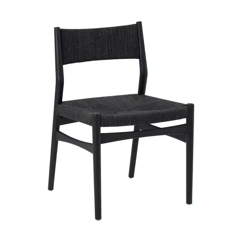 Lot de 2 chaises de salle à manger en bois et corde de papier tressée