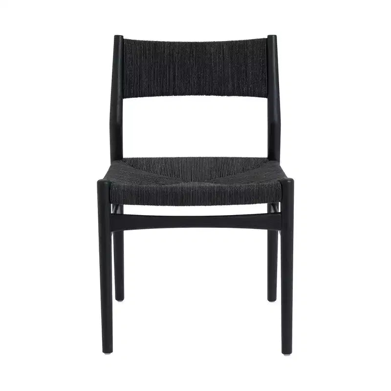 Lot de 2 chaises de salle à manger en bois et corde de papier tressée