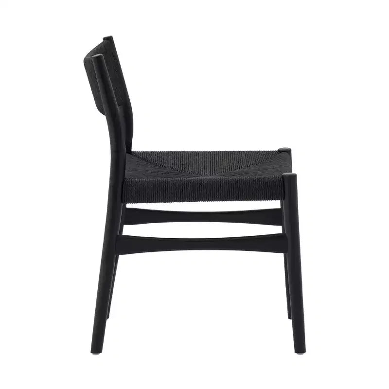 Lot de 2 chaises de salle à manger en bois et corde de papier tressée