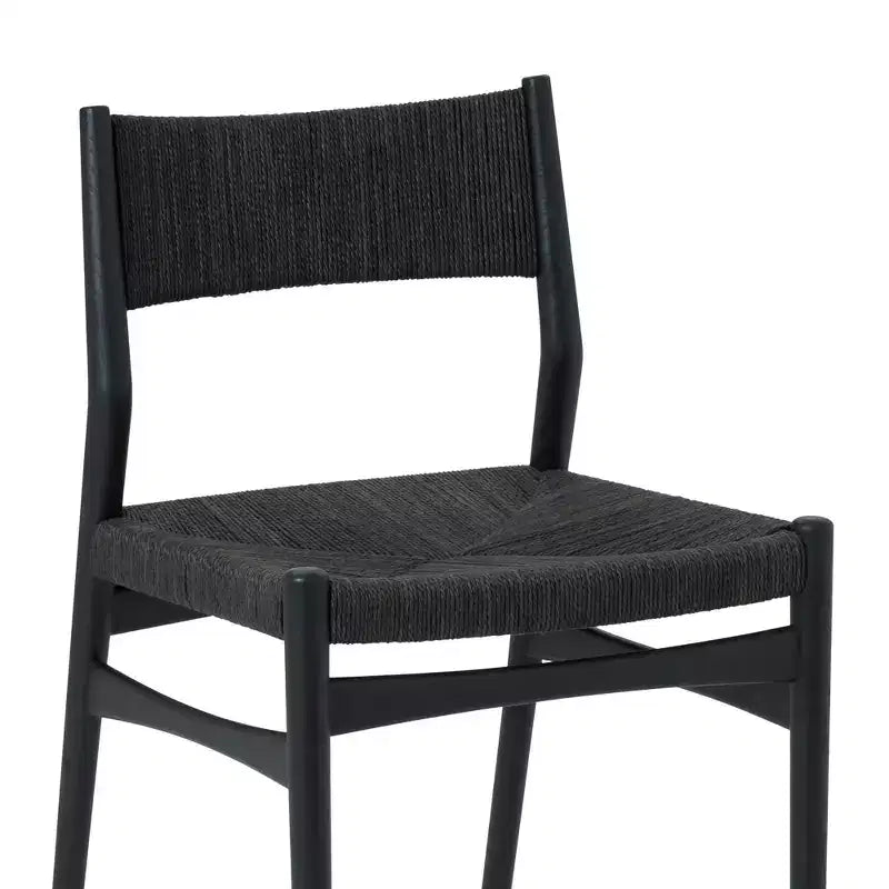 Lot de 2 chaises de salle à manger en bois et corde de papier tressée